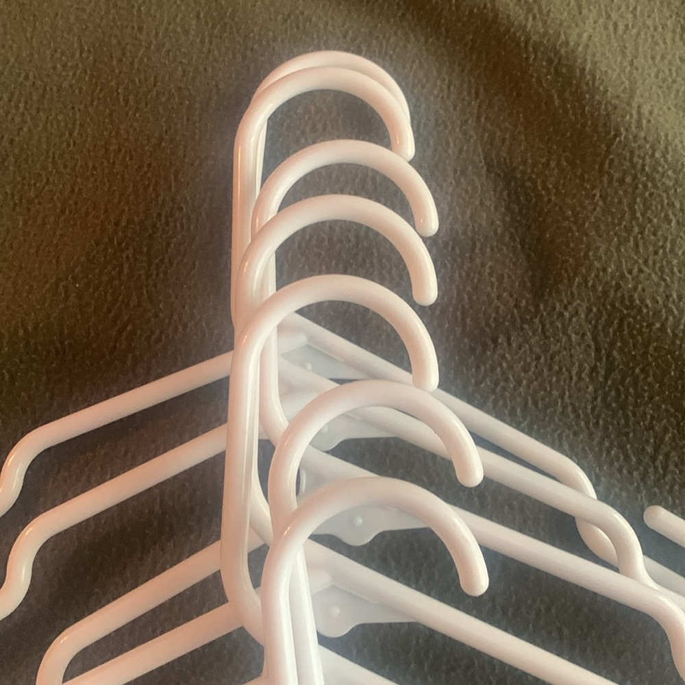 EUC white plastic tube hangers. Set of 15. Size approximately 16 1/2” x 9 3/4” - Picture 7 of 9